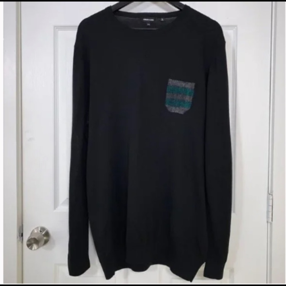 Jared Lang Merino Wool Blend Crewneck Sweater Navy Blue Men's Size S